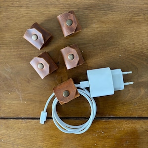 Leather Cable Organizer - 5-Pack - Handmade Cord Keeper