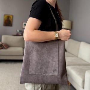 Gray Suede Leather Bag, Leather Shoulder Bag, Personalized Suede Leather Bag, Tan Suede Leather Bag, Genuine Leather Suede Bag, Shoulder Bag