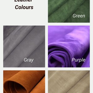 Handmade green suede leather wallet with soft texture and snap button closure, shown being held by hand. The wallet has a minimalist, long clutch design ideal for carrying cards, cash, or small essentials. Styled with a clean white wood background and green succulents, highlighting the natural and elegant feel of the product. A perfect choice for daily use or casual minimalist fashion lovers.