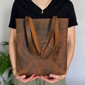 Leather Tote Bag For Women, Genunie Leather Shoulders Bag, Cognac Leather Tote Bag, Handmade Leather Bag, Leather Bag For Shopping