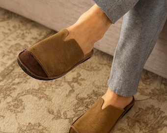 Unisex Comfortable Shoes Everyday Wear, Leather Slippers for Home, Genuine Leather Shoes, Barefoot Leather Slippers, Unisex Casual Shoes