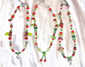 spring and summer fairy garden handmade beaded necklace