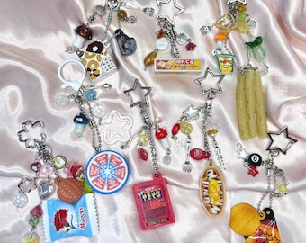 śliczne breloki z zawieszkami do torebek / zawieszki do torebek kawaii gacha japońskie breloki z zawieszkami do jedzenia ręcznie robione koralikowe zawieszki do kluczy