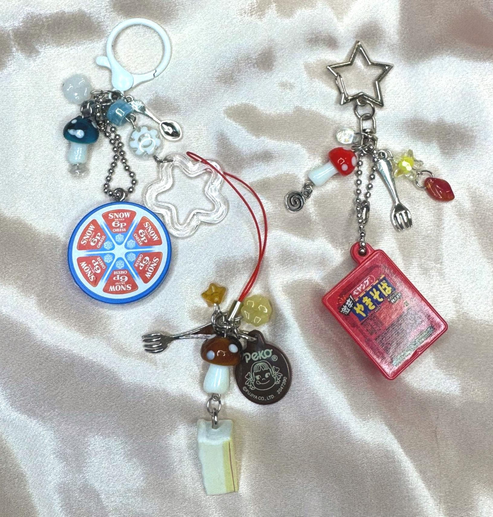 Cute Trinket Keychains / Bag Charms Kawaii Gacha Japanese Food