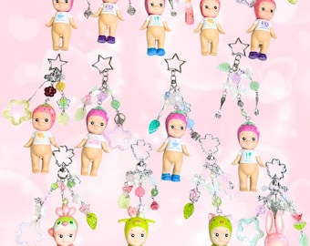 kewpie keychains | handmade beaded kawaii keychains | sonny angel bag charm