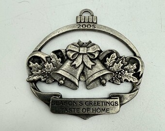 Taste of Home Vintage Pewter Christmas Ornaments Holiday Wreath Bells