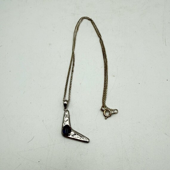 925 Sterling Silver Triplet Opal Boomerang Pendant Necklace