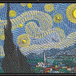 Vincent Van Gogh &quot;The Starry Night&quot; Machine Embroidery File, Digital Embroidery, Instant Download