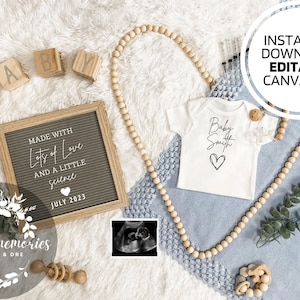 ANUNCIO DE EMBARAZO FIV con agujas / Boho Baby Reveal / Plantilla digital editable / Redes sociales / Anuncio de embarazo / Bebe Boy Blue