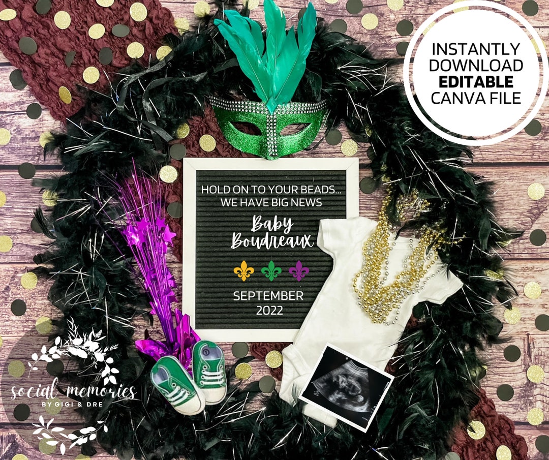 mardi gras birth announcement