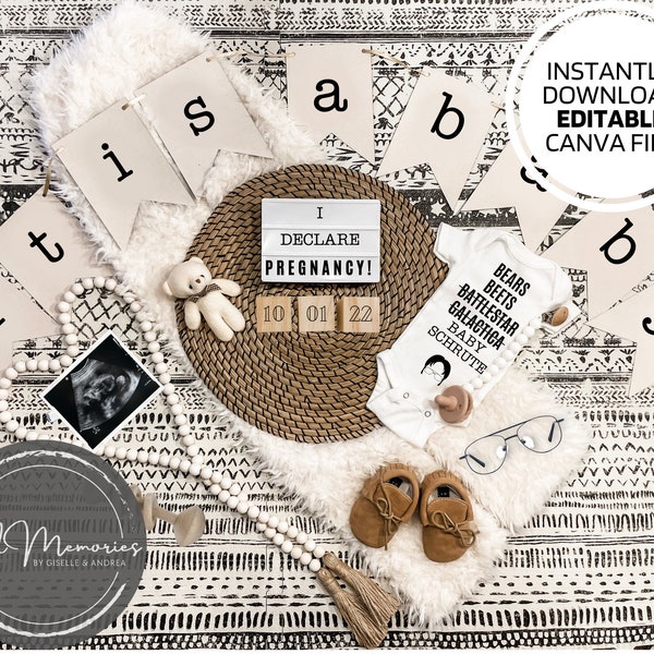 THE OFFICE Pregnancy Announcement | Digital Editable Template | Social Media | Instant Download | Bears Beets Baby | I Declare Pregnancy!