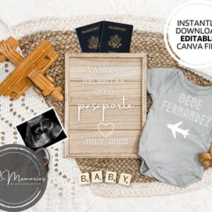 Spanish Travel Pregnancy Announcement: Editable Passport Template (Digital Download)