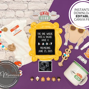 FRIENDS Pregnancy Announcement | Digital Editable Template | Social Media | Instant Download | I&#39;ll be there for you | The one with the baby