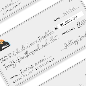 Giant Check - Fundraiser Check - Charity Check - Blank Check - Template - Event Winner Check - Donation Check - Giant check template