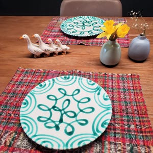 Set of 6 Placemats made from vintage Guatemalan fabric. In red. Spring Table Decor. Boho-chic. Upcycled.