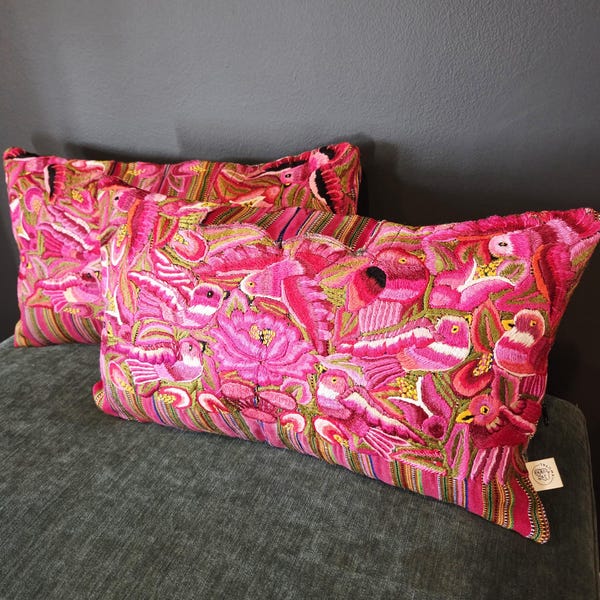 Handmade Colorful Pillowcase, Guatemalan Huipil (12x20)