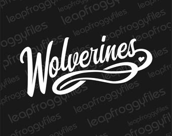 Wolverines Mascot Swirly Design svg/Wolverines School Mascot/Wolverine Travel Ball Team/ High School Middle School Elementary Mascot Mom svg