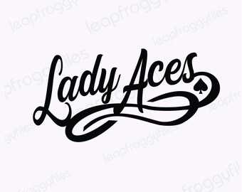 Lady Aces Mascot Swirly Design/Lady Aces School Mascot/Lady Aces Travel Ball Team/ High School Middle School Elementary Aces Macsot mom shir