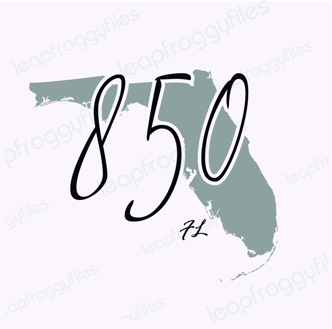 Florida Area Code 850 Area Code 850 Svg File/svg Png Eps Dxf/florida