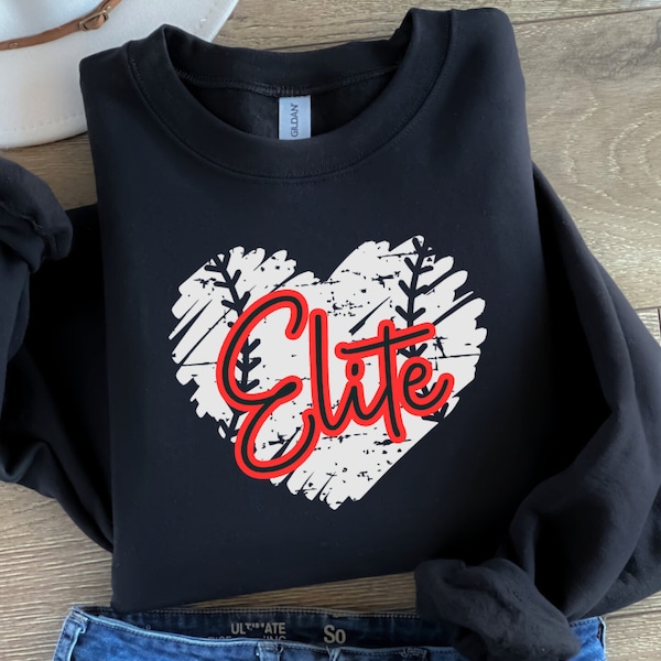 Elite Baseball Shirt, Cute Heart Baseball Hoodie, Elite Baseball Svg, Vintage Baseball Shirt, Softball svg, Elite Travel Ball, Baseball Mom