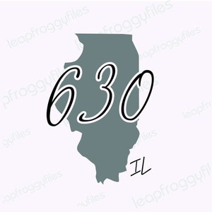 May include: A gray outline of the state of Illinois with the number 630 and the abbreviation IL in black text.