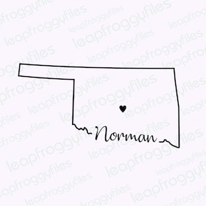 Staden Norman Oklahoma svg-fil/Norman Oklahoma Pride/Delstaten Oklahoma/Form av stat med hjärta/Norman City OK Hem/Städer i Ok svg-fil