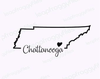 City of Chattanooga Tennessee svg file/Chattanooga Tennessee Pride/State of Tenn/Shape of State with Heart/Tennessee Pride svg/TN pride home