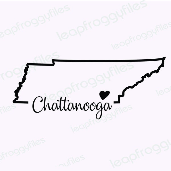 City of Chattanooga Tennessee svg file/Chattanooga Tennessee Pride/State of Tenn/Shape of State with Heart/Tennessee Pride svg/TN pride home