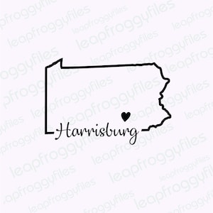 City of Harrisburg Pennsylvania svg file/Harrisburg Pennsylvania Pride/State of Pennsylvania/Shape of State with Heart/Harrisburg Penn Pride