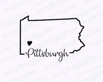 City of Pittsburgh Pennsylvania svg file/Pittsburgh Pennsylvania Pride/State of Pennsylvania/Shape of State with Heart/Pittsburgh PA home
