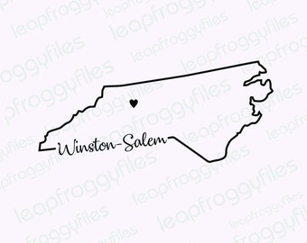 Winston-Salem Karolina Północna plik svg/Winston-Salem Nc Pride/Stan Karolina Północna/Kształt stanu z sercem/Winston NC home Heart Map