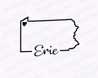 City of Erie Pennsylvania svg file/Erie Pennsylvania Pride/State of Pennsylvania/Shape of State with Heart/Pennsylvania Pride svg/Penn home