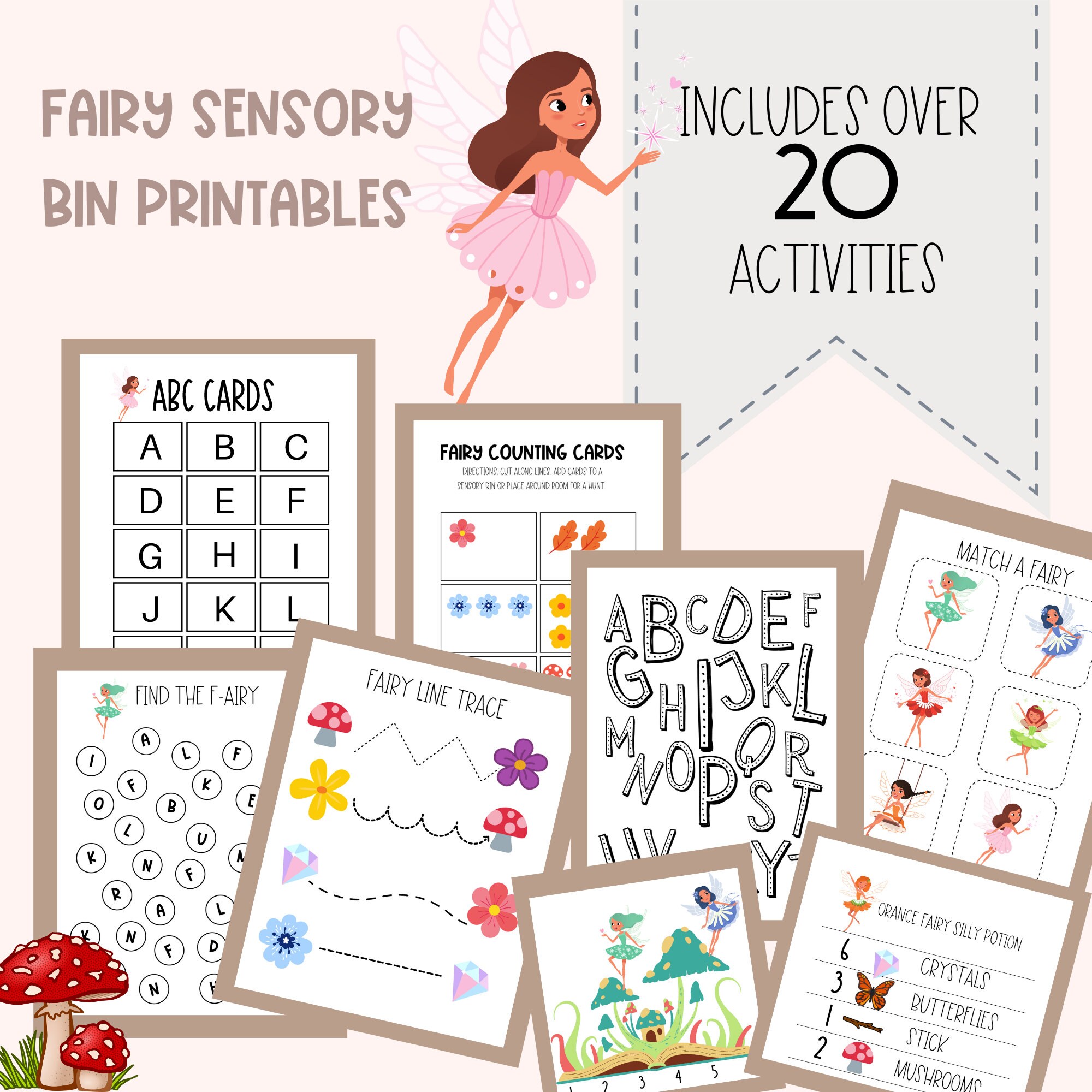 fairy sensory bin pdf fairy preschool worksheets toddler etsy