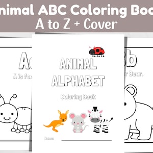 Páginas para colorear del alfabeto para niños - Libro para colorear del alfabeto para imprimir - Libro para colorear para niños - Páginas para colorear de la A a la Z - Hojas de trabajo del alfabeto