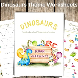 DINOSAUR Theme Toddler/ Preschool/Kindergarten Activities, Cut & Paste, Scissors, Puzzle, Counting, Fine Motor Activities, INSTANT DOWNLOAD