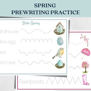 Spring Words | Tracing Worksheets | Line Tracing | Spring Busy | Spring Printable | Kindergarten Learning | Fine Motor Activities