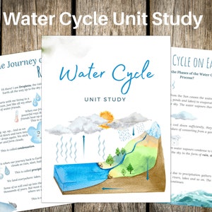 WATER CYCLE Unit Study, Process, Nature Study, Science,  Handwriting, Homeschool, Montessori, Instant DOWNLOAD