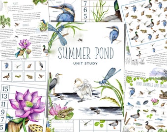 POND Unit Study, Animals and Plants Unit, Life Cycle, Anatomy, Nature Study, Science,  Handwriting, Homeschool, Montessori, INSTANT DOWNLOAD