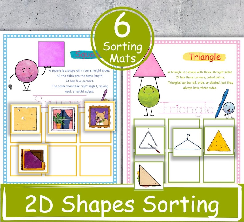 2D Shapes Sorting Activities Printable, Matching Game, Toddler Busy ...