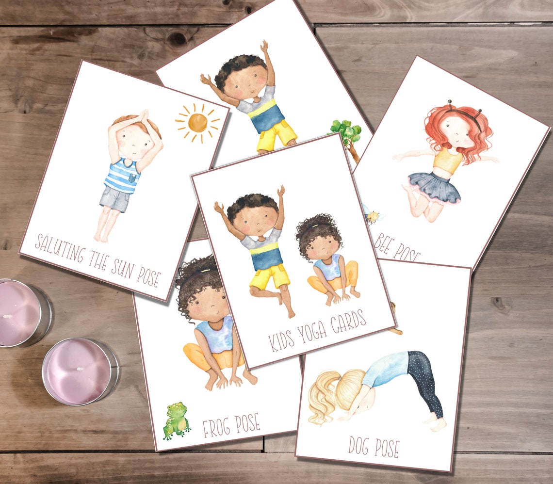 KIDS YOGA POSES Yoga Flashcards Kids Movement Activity Yoga - Etsy