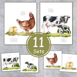 MAMAN ANIMAL DE FERME et leurs bébés cartes mémoire et activité d'association, activité animaux de la ferme, téléchargement immédiat