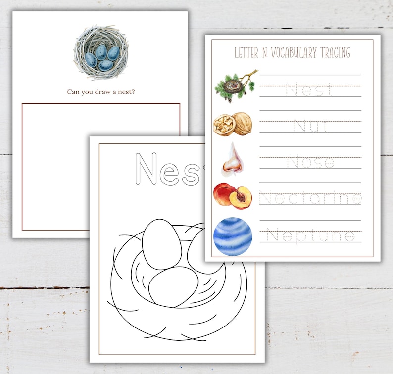 Letter N is for Nest: Alphabet Learning Printable (digital Download) - Etsy