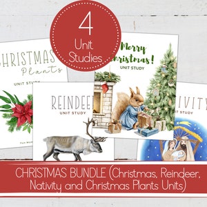 Christmas Homeschool Unit Bundle: Nativity, Reindeer, Plants (Instant Download)