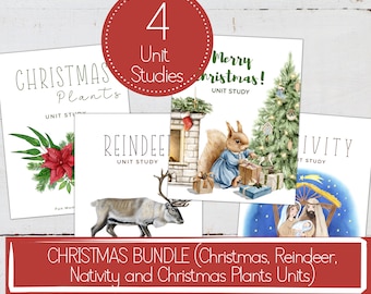 Christmas Homeschool Unit Bundle: Nativity, Reindeer, Plants (Instant Download)