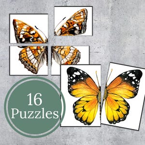 Butterfly Matching Card Game, Symmetry Puzzle, Toddler Preschool Activity, Butterfly Montessori Activity Flashcards