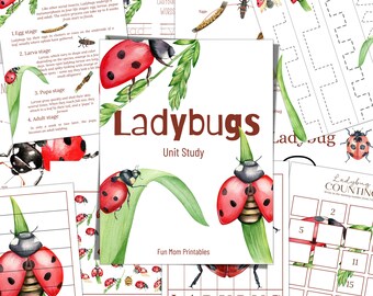 LADYBUGS Unit Study, Nature Study, Ladybug Activities, Science,  Handwriting, Homeschool Printable, Montessori, Instant DOWNLOAD