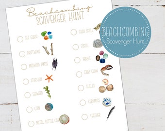 BEACHCOMBING Scavenger Hunt, nature study, Outdoor Scavenger Hunt,  Montessori, Homeschool, Instant DOWNLOAD