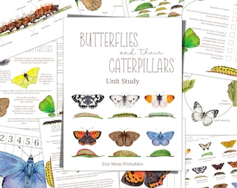 Butterflies and their Caterpillars Unit Study, Life Cycle, Anatomy, Nature Study, Science, Homeschool Printable,Montessori, INSTANT DOWNLOAD