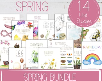 SPRING UNITS BUNDLE, 14 Unit Studies, Homeschool Printable, Instant Download