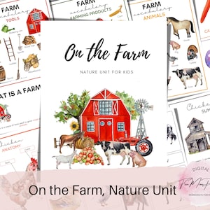 En la granja, Unidad de naturaleza, animales de granja, productos agrícolas, frutas y verduras de granja, actividades agrícolas, herramientas agrícolas, Montessori, Prek-2nd,